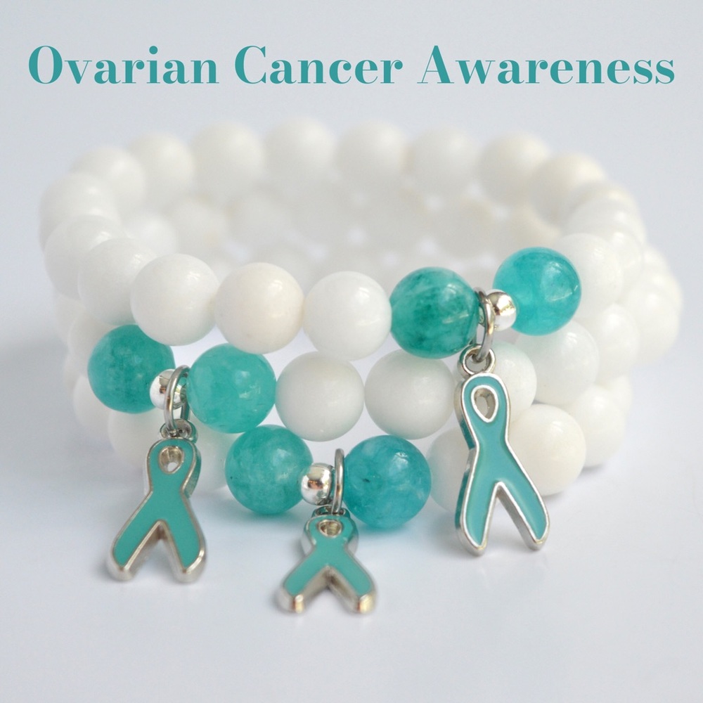 Ovarian Cancer Awareness Amazonite Jade Bracelet